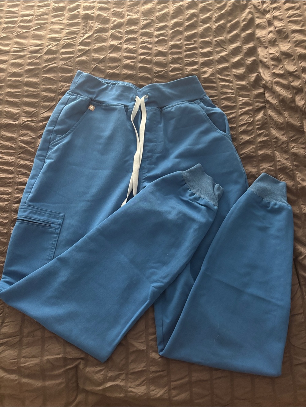 Figs Women’s royal Blue Jogger Sweatpants with sky blue Drawstring